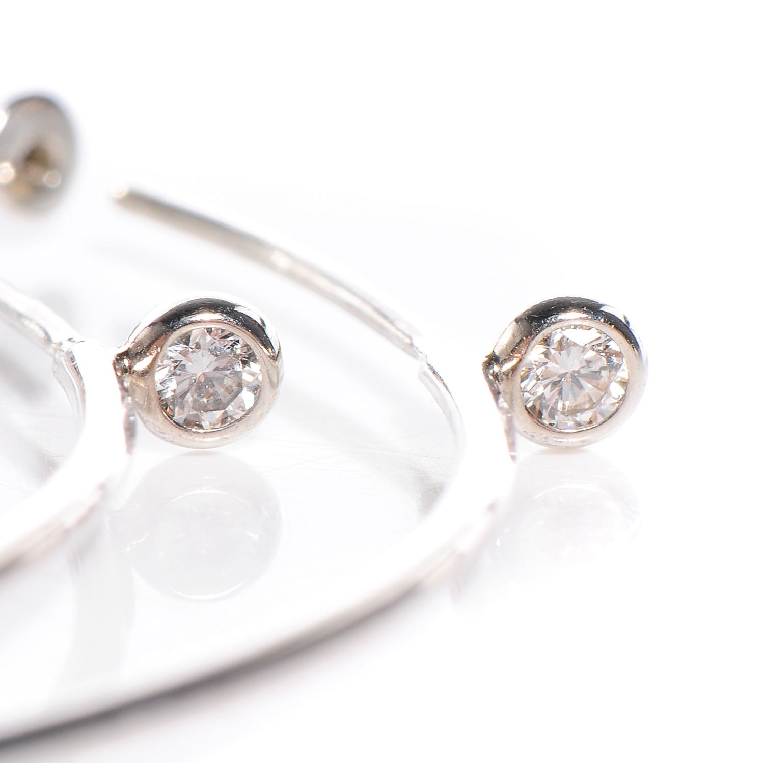 Tiffany Sterling Silver Diamond Medium Elsa Peretti Hoop Earrings 7 of 7