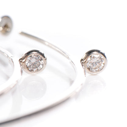 Tiffany Sterling Silver Diamond Medium Elsa Peretti Hoop Earrings 7 of 7