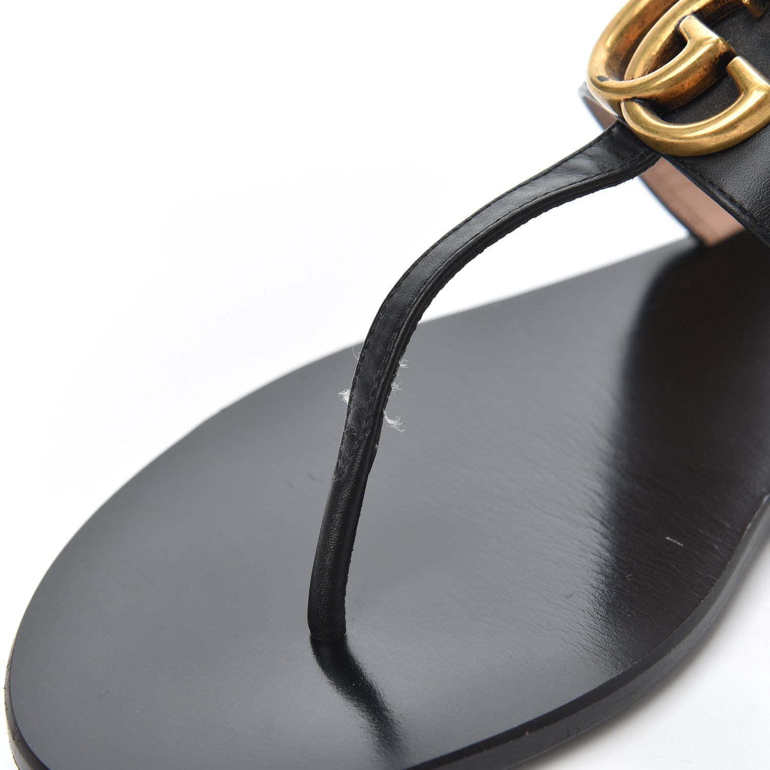 Gucci Calfskin GG Marmont Thong Sandals 38 Black 14 of 25