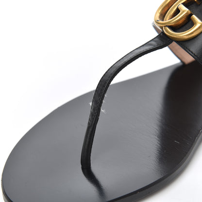 Gucci Calfskin GG Marmont Thong Sandals 38 Black 14 of 25