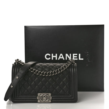 Chanel Caviar Quilted Medium Boy Flap Black 11 of 11