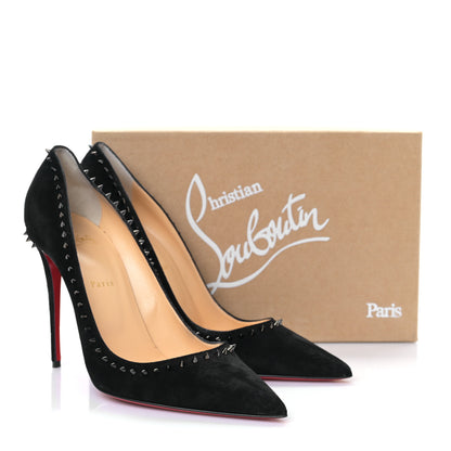 Christian Louboutin Veau Velours Anjalina 100 Pumps 42 Black Gun 8 of 8