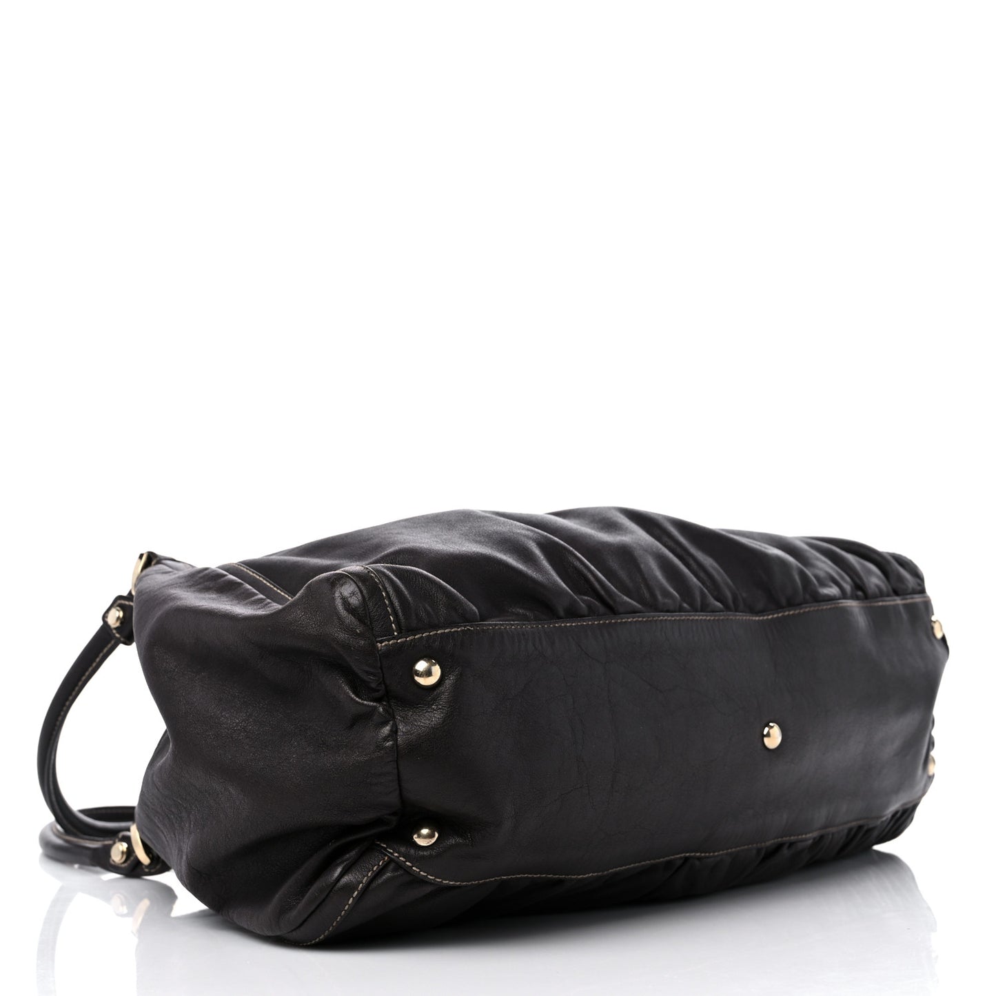 Calfskin Large D Gold Ring Shoulder Bag Chocolate