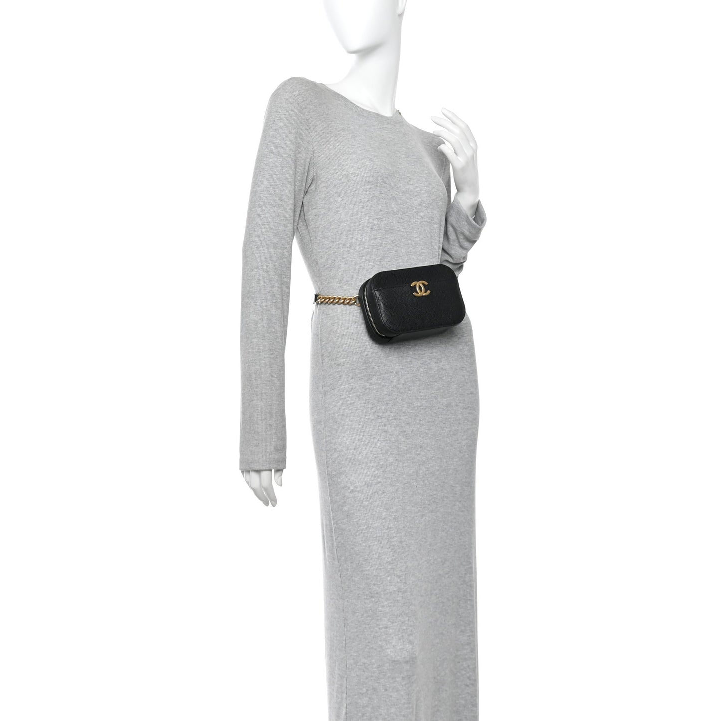 Caviar Quilted Waist Bag Black