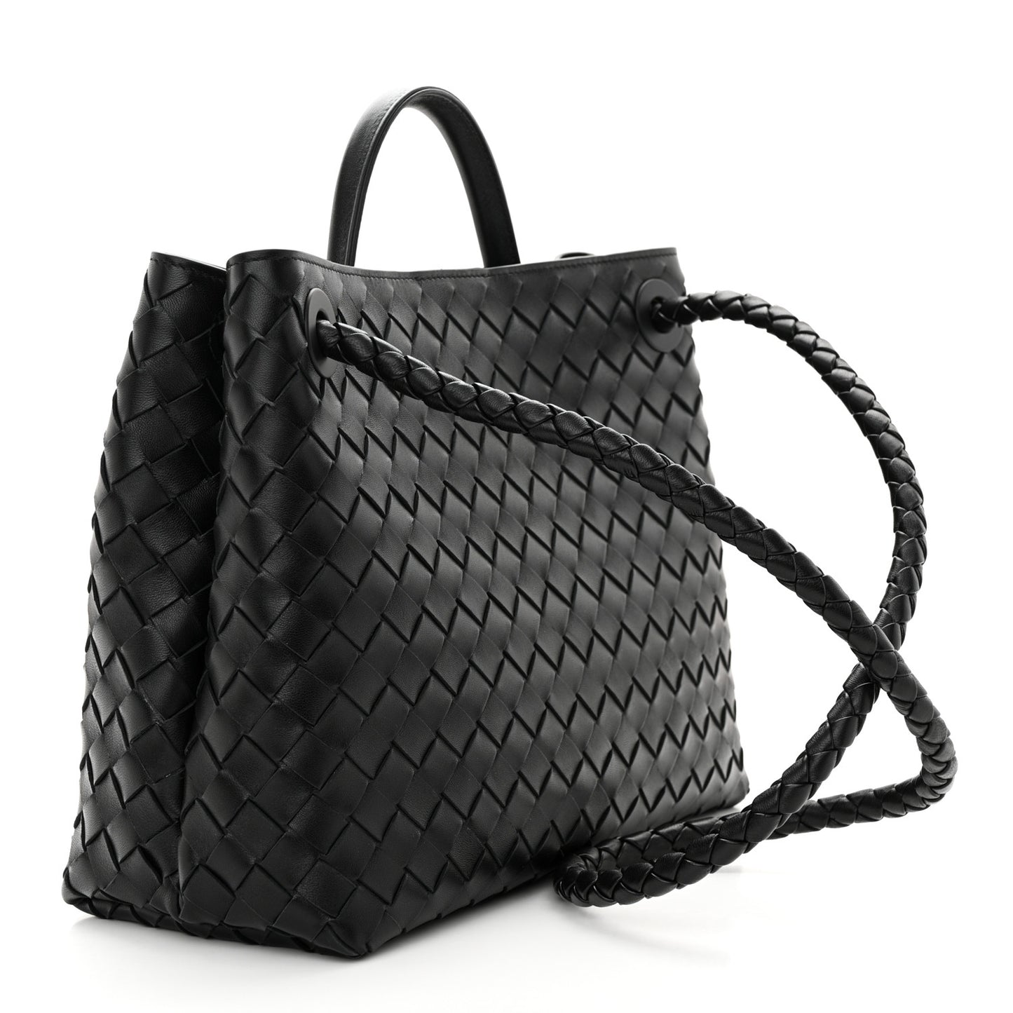 Nappa Intrecciato Medium Andiamo Shoulder Bag Black