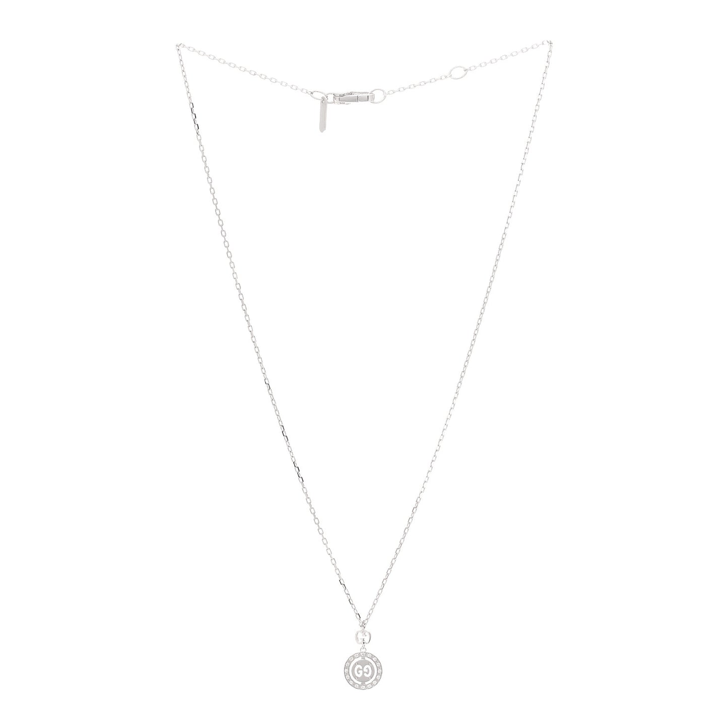 18K White Gold Diamond 10mm Icon Twirl Pendant Necklace
