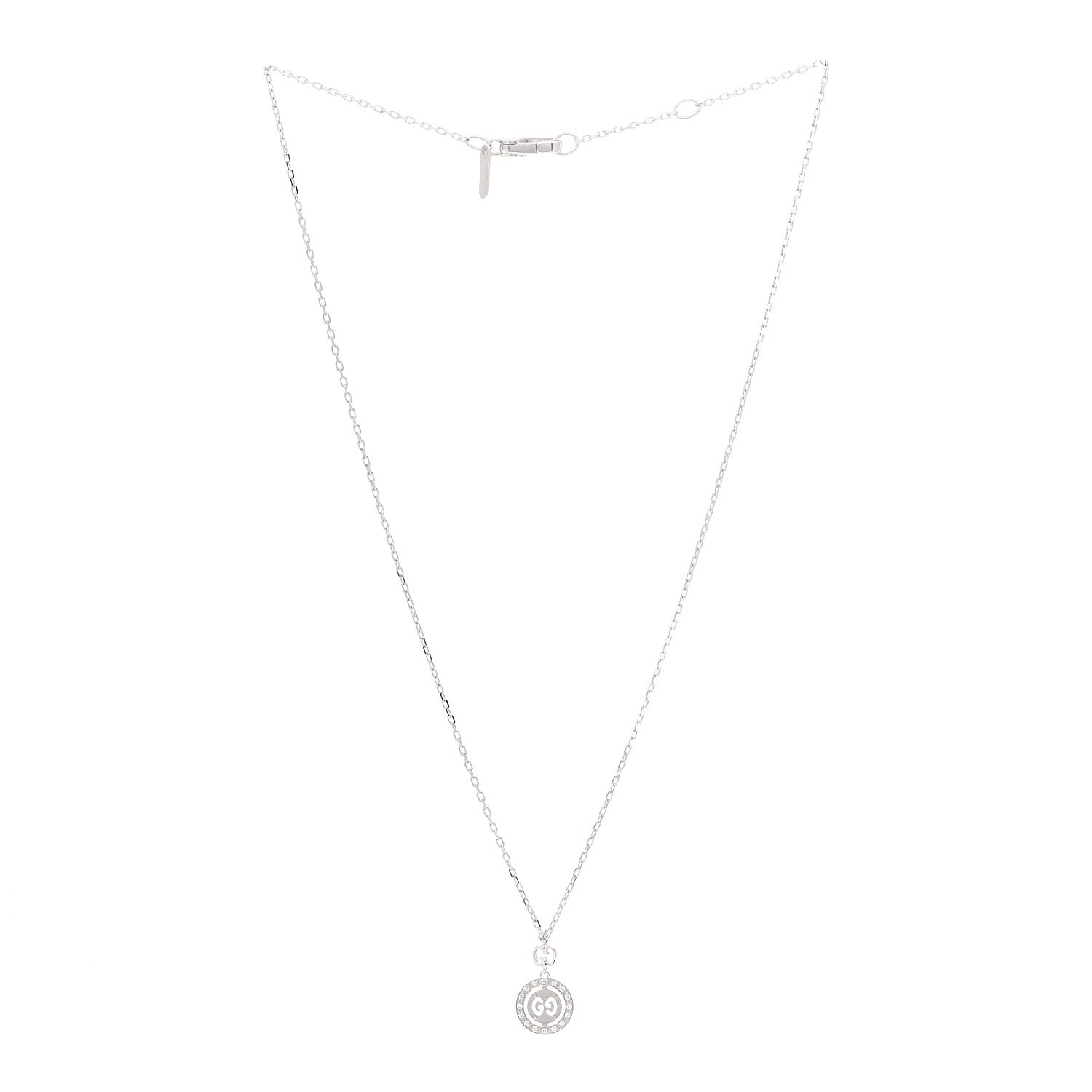 Gucci 18K White Gold Diamond 10mm Icon Twirl Pendant Necklace 3 of 4