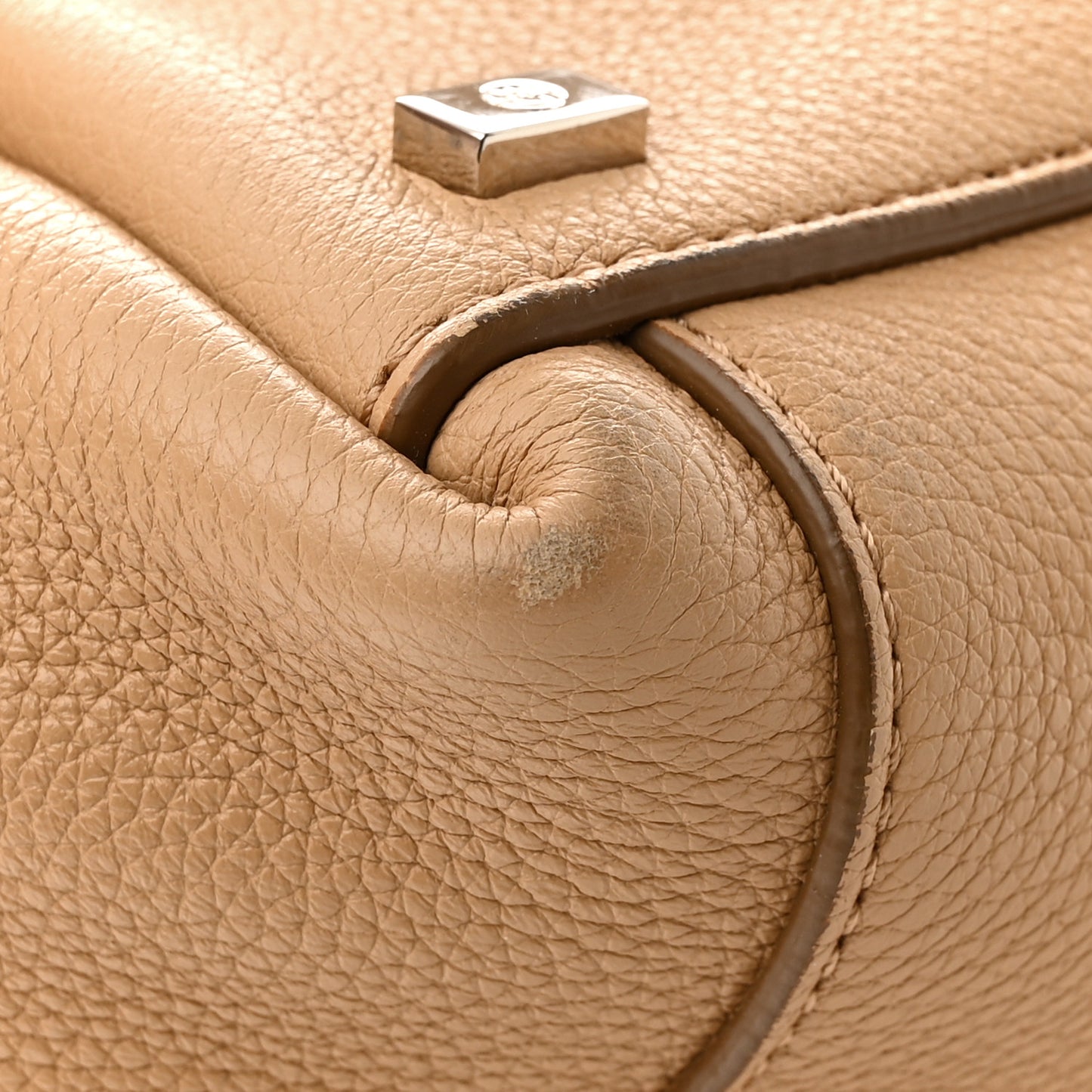 Grained Calfskin Top Handle 14 Bag Tan