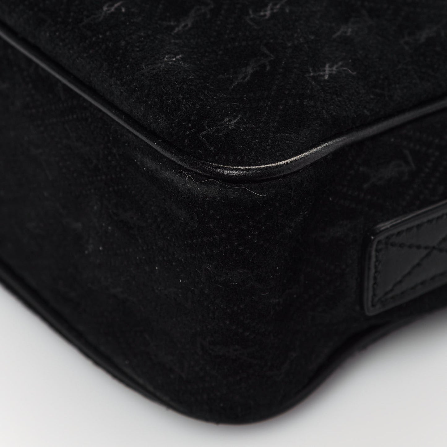 Suede Monogram All Over Camera Bag Black