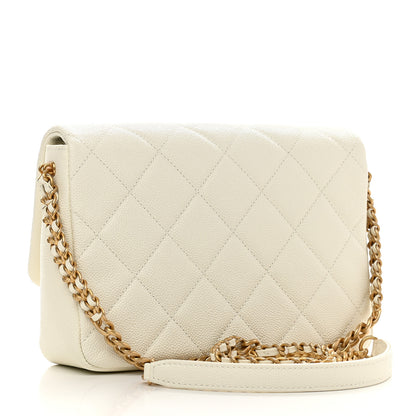Chanel Shiny Caviar Quilted Small Chain Melody Flap White 3 of 9