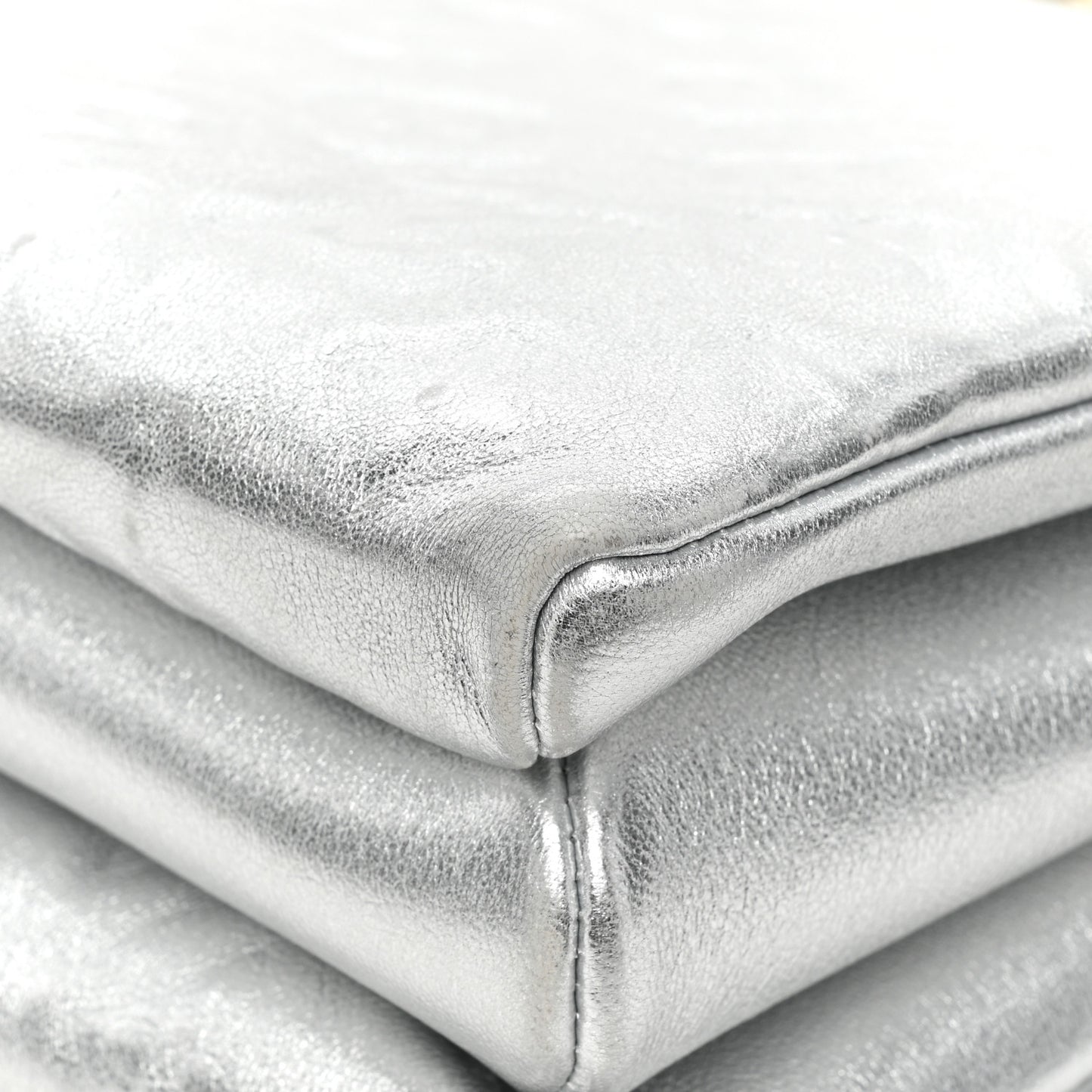 Metallic Lambskin Embossed Monogram Coussin PM Silver
