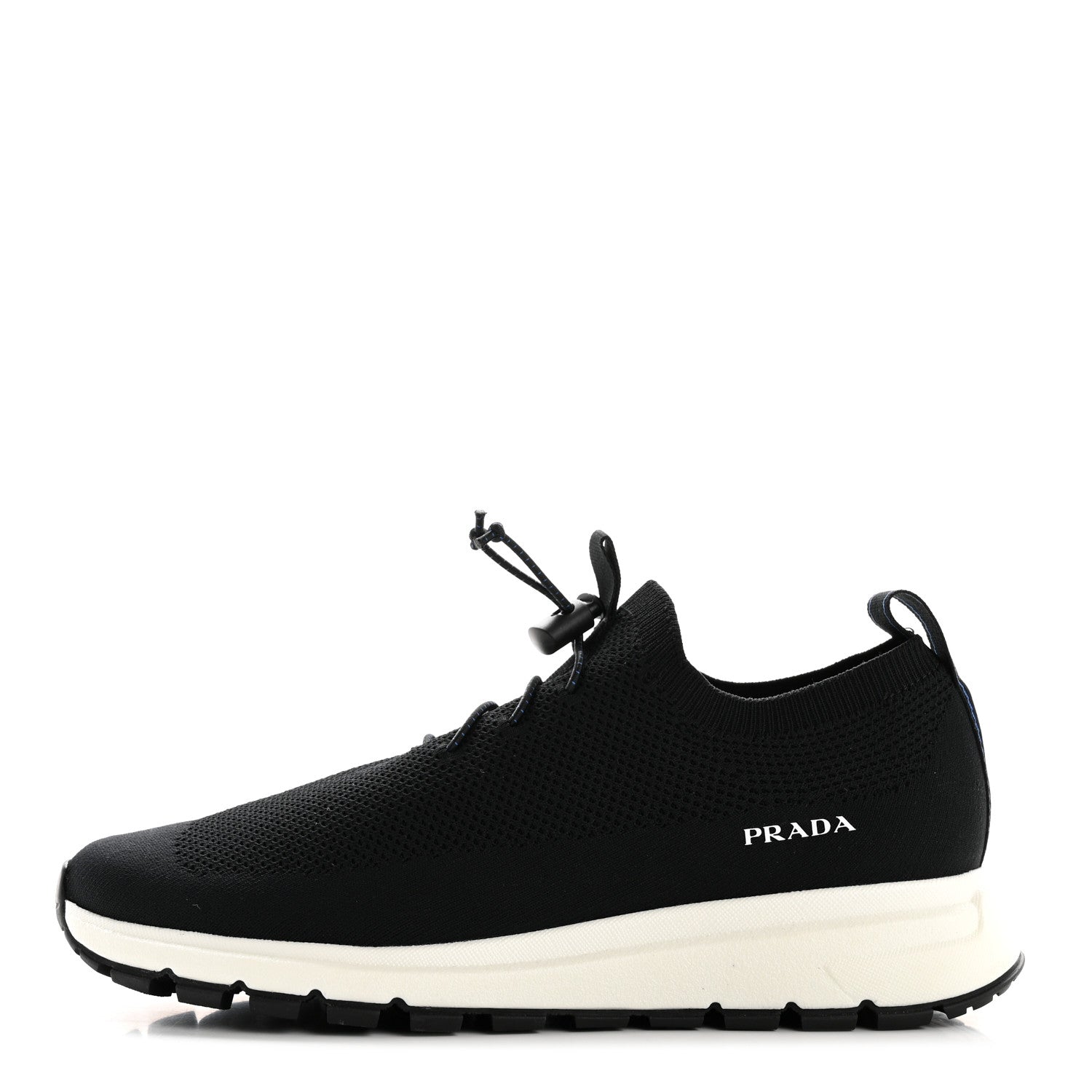 Prada Rubber Knit Fabric Mens Calzature Uomo Sneakers 8 Black Bluette 1 of 10