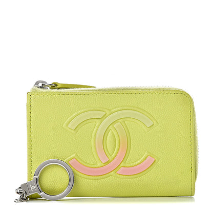 Chanel Caviar Key Holder Case Light Pink Light Green 1 of 14