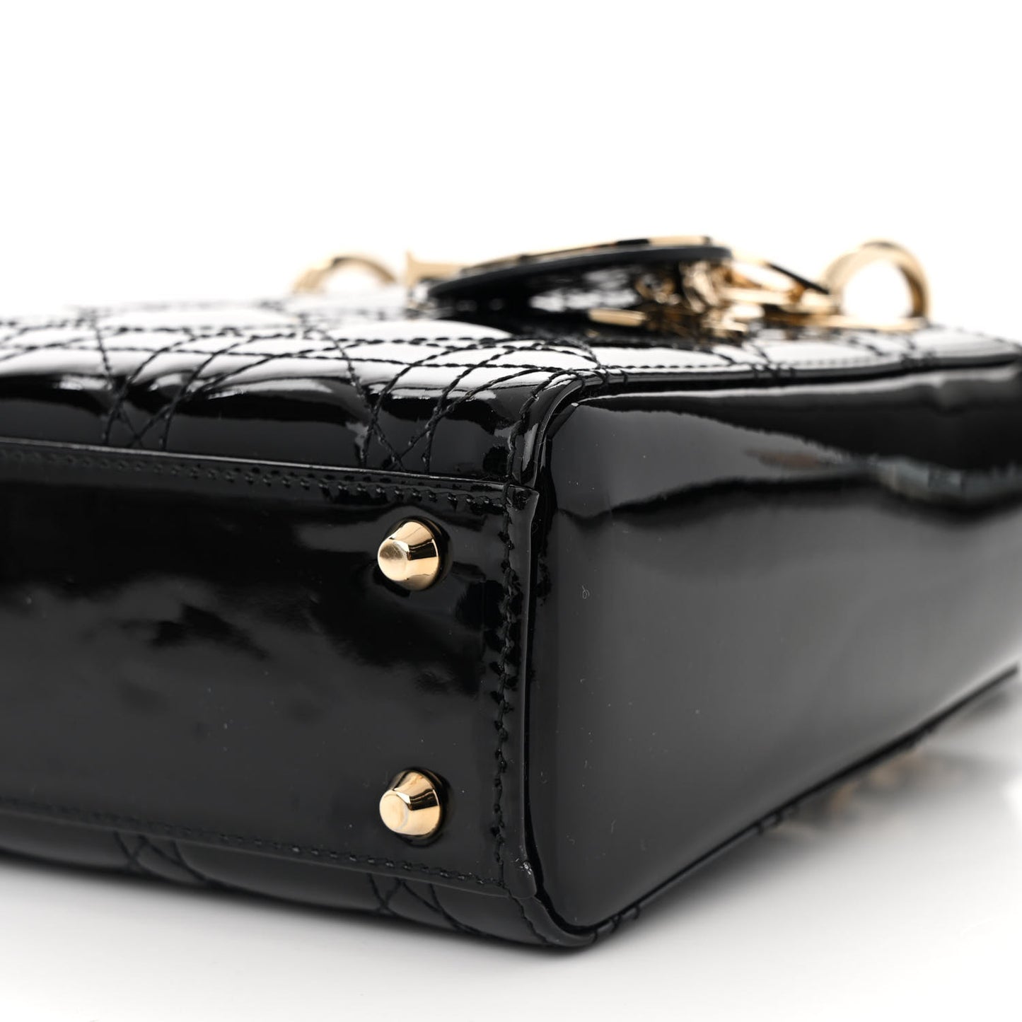 Patent Cannage Mini Lady Dior Black