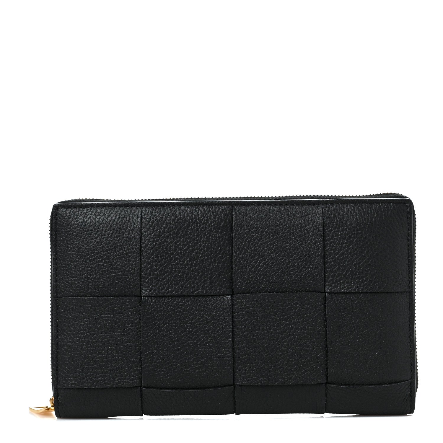 Bottega Veneta Grained Calfskin Maxi Intrecciato Zip Around Wallet Black 1 of 8