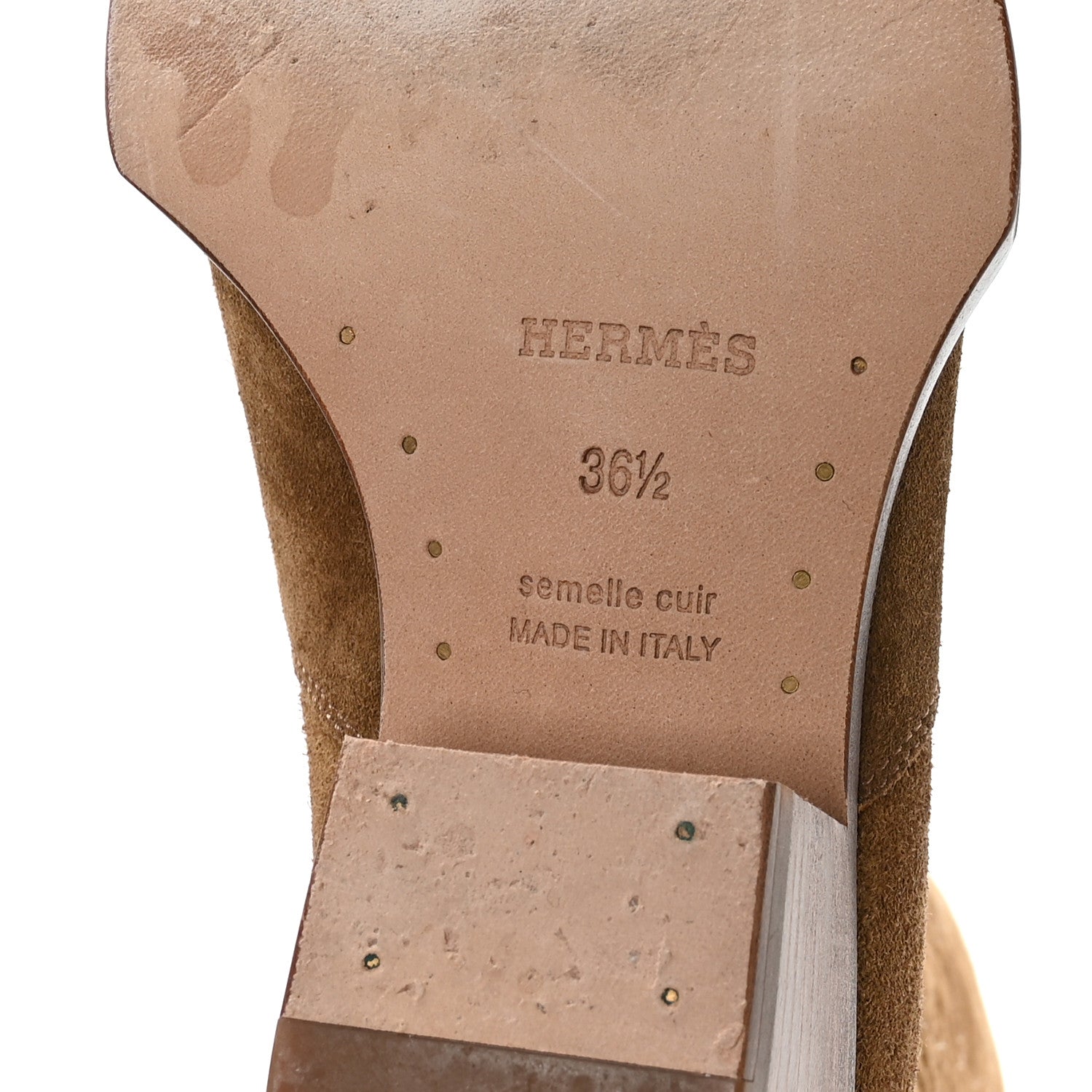 Hermes Suede Calfskin Folk 35 Cowboy Boots 36.5 Camel 7 of 9