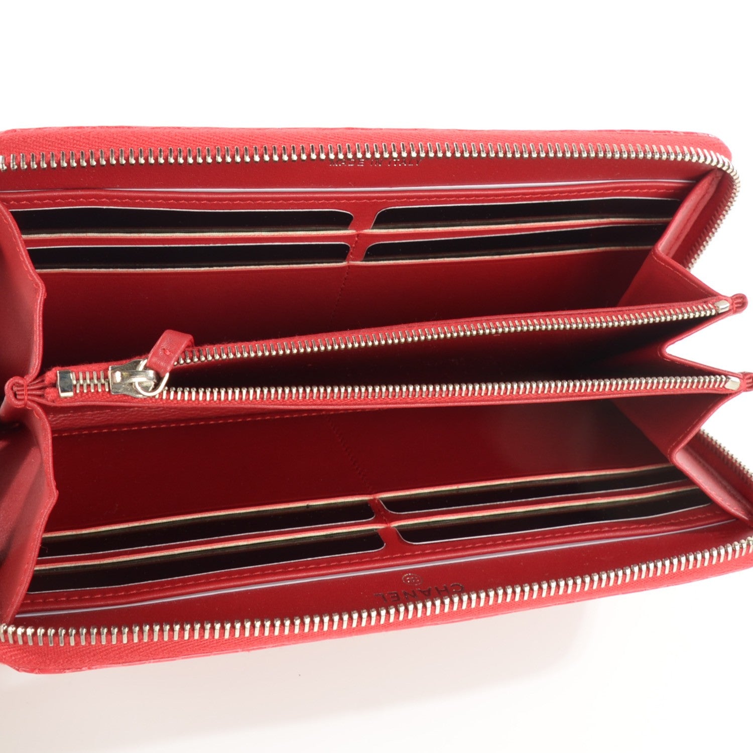 Chanel Alligator Large Gusset Zip Around Wallet Red 5 of 8