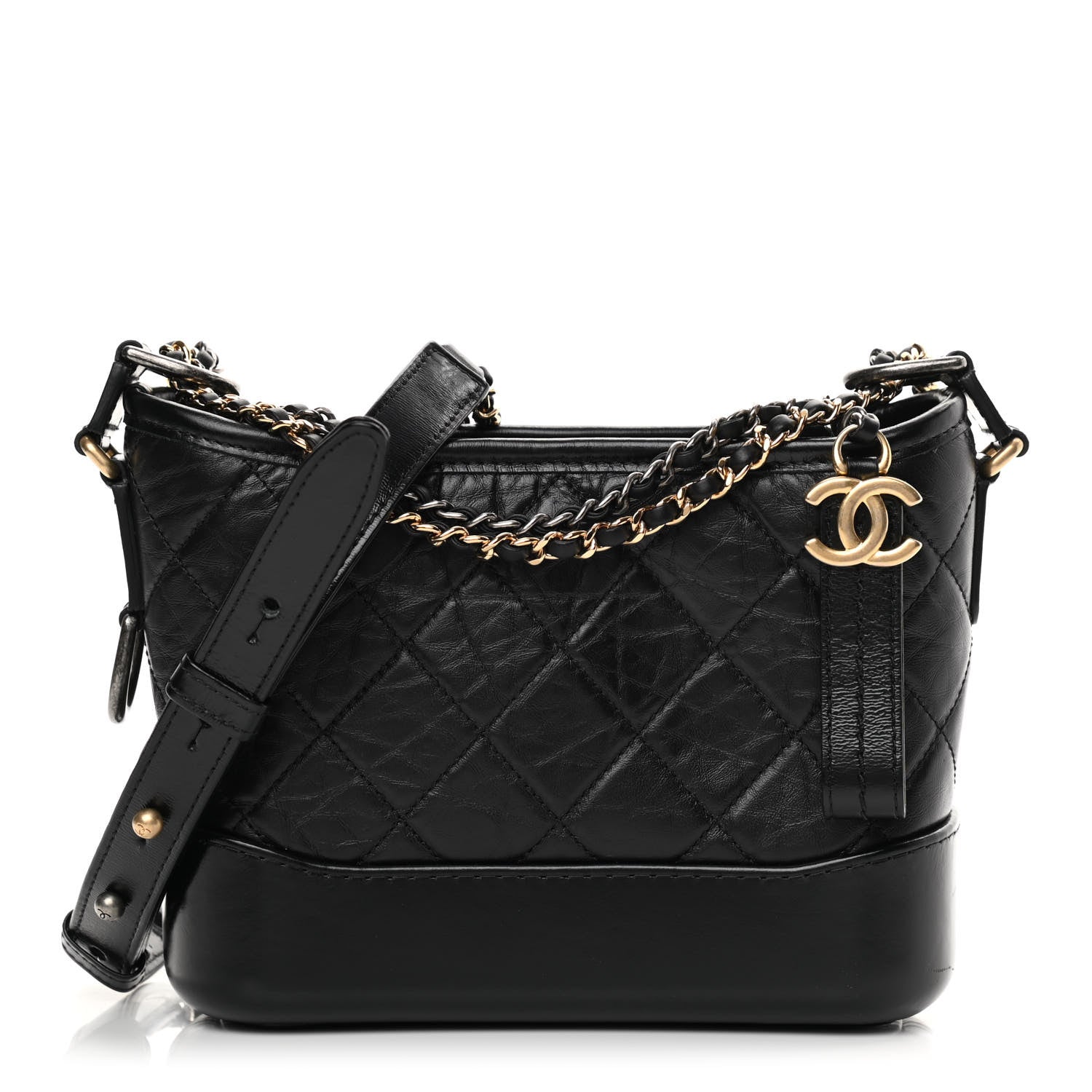 Chanel Aged Calfskin Quilted Small Gabrielle Hobo Black 1 of 11