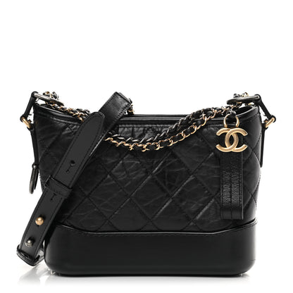 Chanel Aged Calfskin Quilted Small Gabrielle Hobo Black 1 of 11