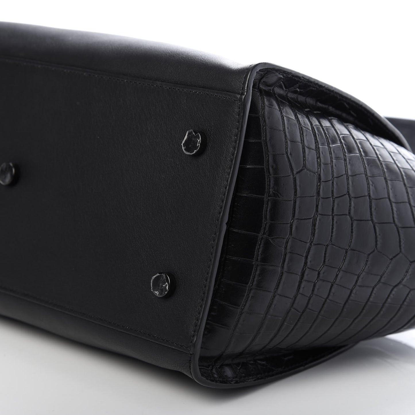 Smooth Calfskin Crocodile Embossed Small Monogram Downtown Cabas Black
