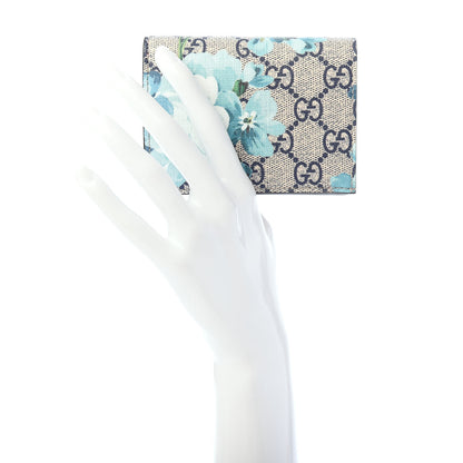 Gucci GG Supreme Monogram Blooms Card Case Wallet Beige Blue Navy Hibiscus Red 2 of 7