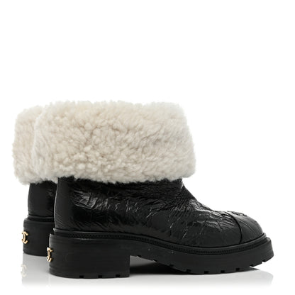 Chanel Lambskin Shearling Short Boots 40 Black 5 of 11