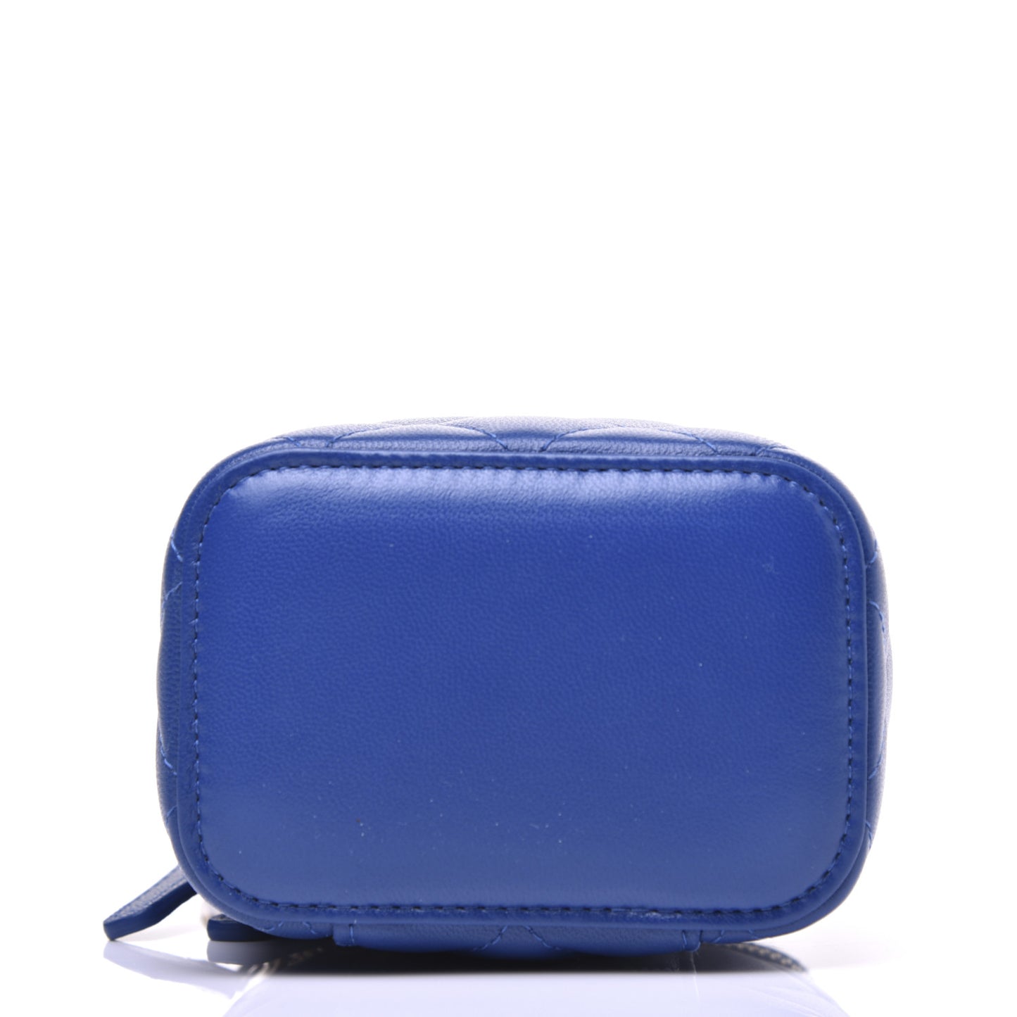 Lambskin Quilted Pearl Crush Mini Vanity Case With Chain Blue