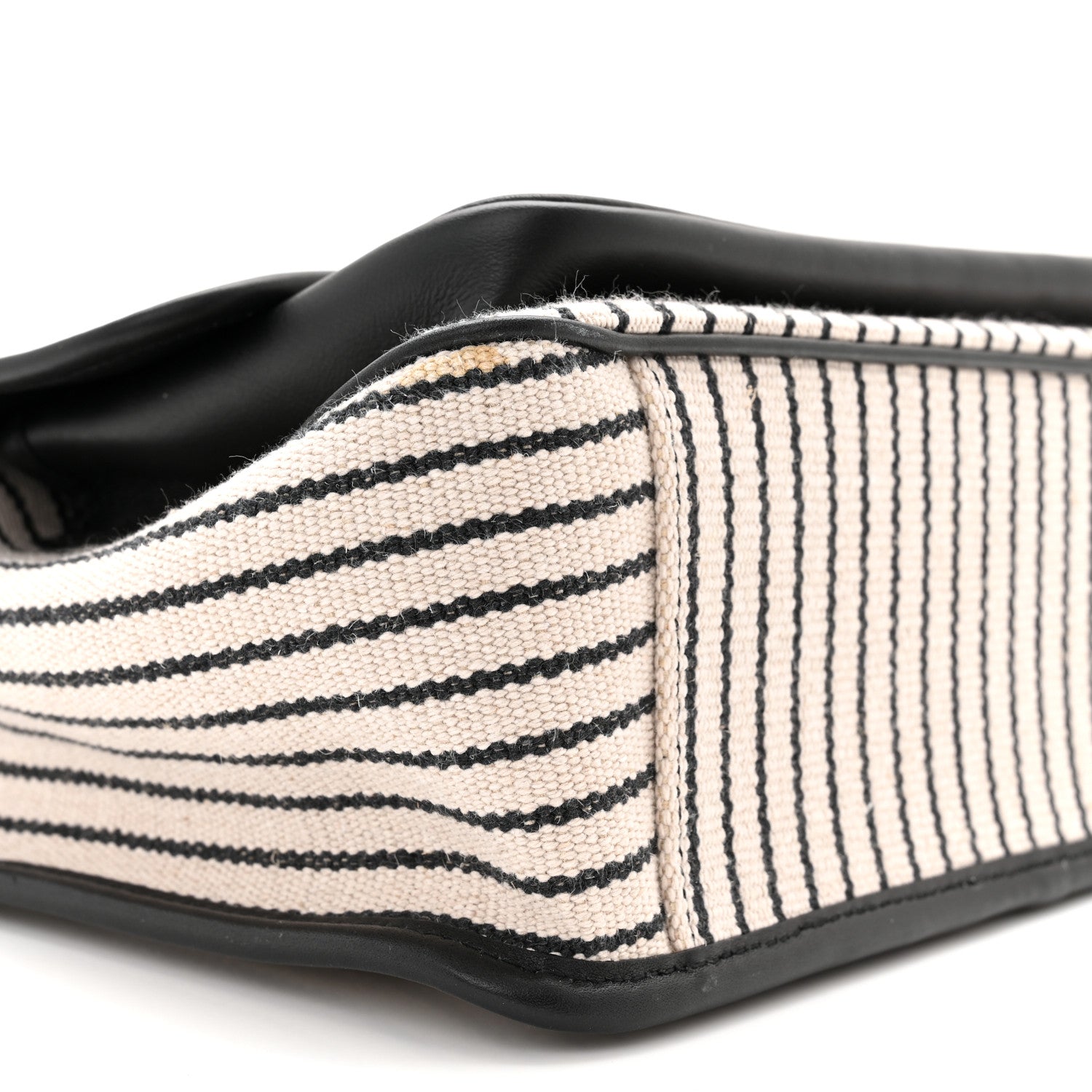 Saint Laurent Cotton Canvas Striped Vintage Calfskin Monogram Medium Niki Chain Satchel Beige Black 9 of 10