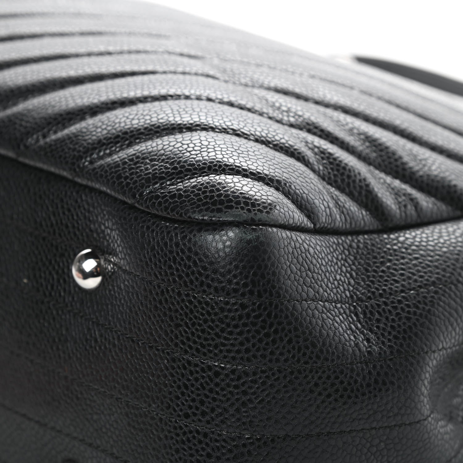 Chanel Caviar Chevron Quilted Large Shopping Tote Black 10 of 14