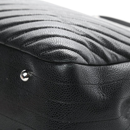 Chanel Caviar Chevron Quilted Large Shopping Tote Black 10 of 14