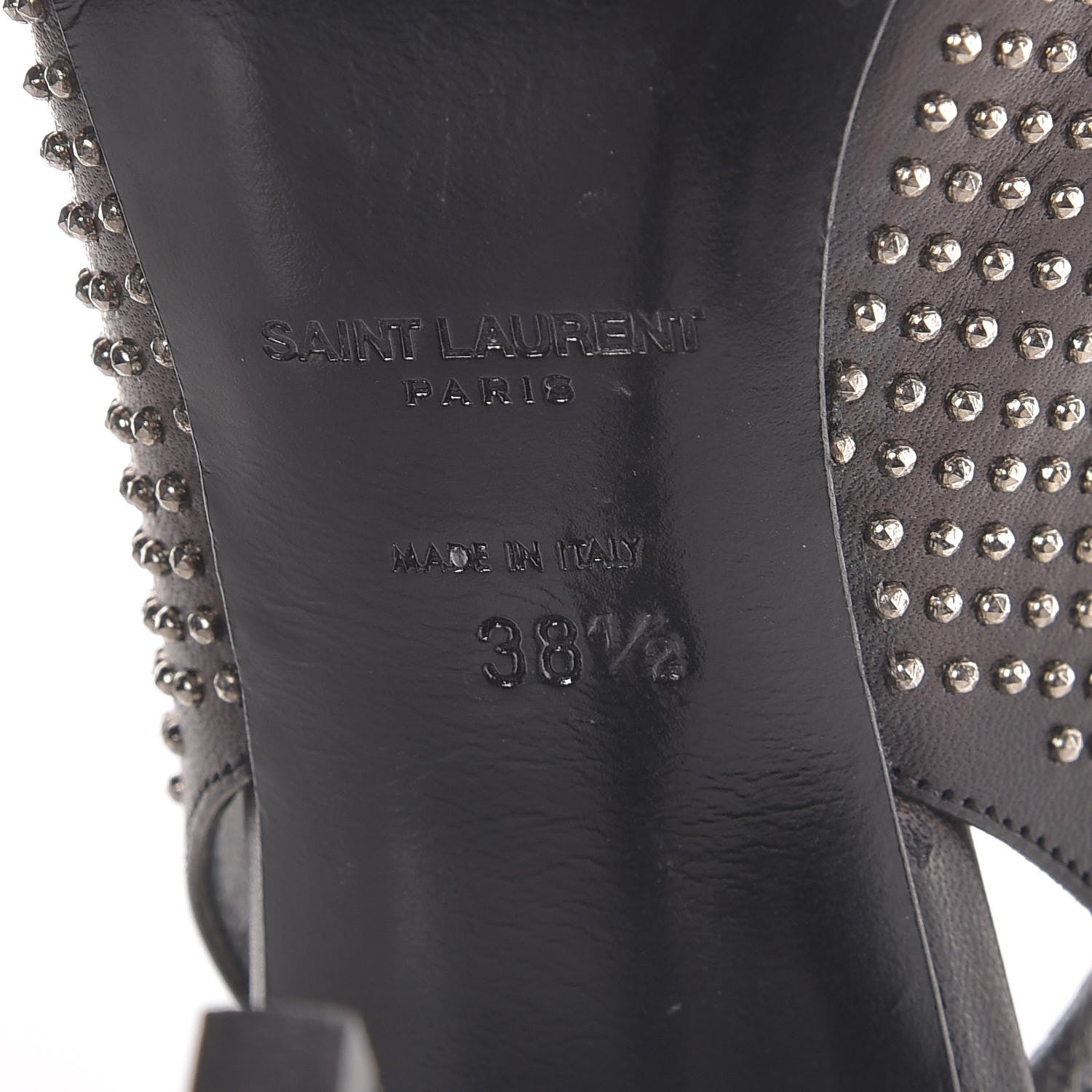 Saint Laurent Calfskin Studded Paris 105 Slingback Pumps 38.5 Black 10 of 12