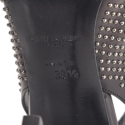 Saint Laurent Calfskin Studded Paris 105 Slingback Pumps 38.5 Black 10 of 12