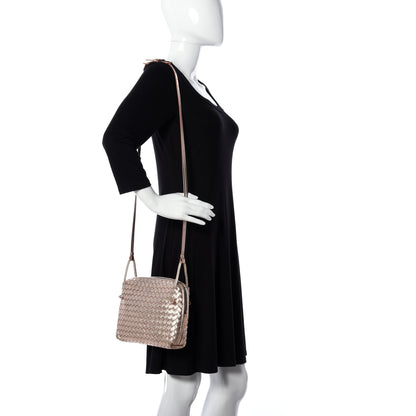 Bottega Veneta Metallic Grosgrain Intrecciato Pillow Crossbody Messenger Rose Gold 2 of 11