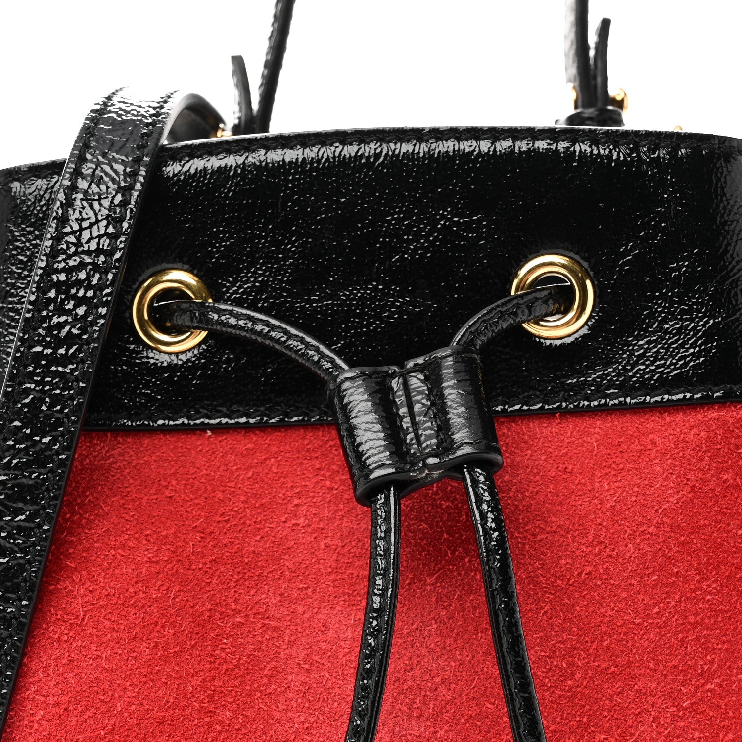 Gucci Suede Patent Web Small Ophidia Bucket Bag Hibiscus Red Black 8 of 10