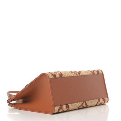 Louis Vuitton Raffia Calfskin Monogram Giant Onthego MM Tan 4 of 10