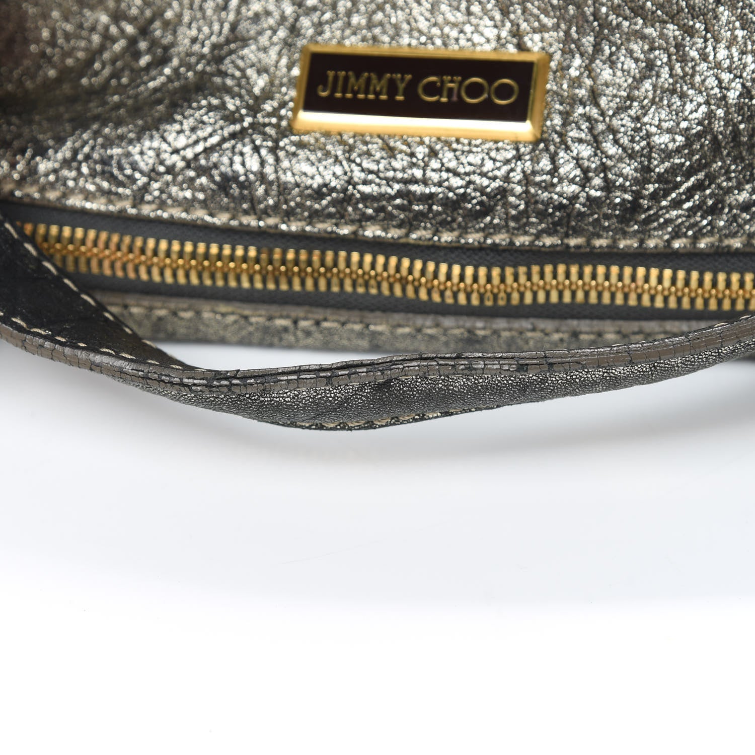 Jimmy Choo Metallic Calfskin Mahala Tote Pewter 17 of 17