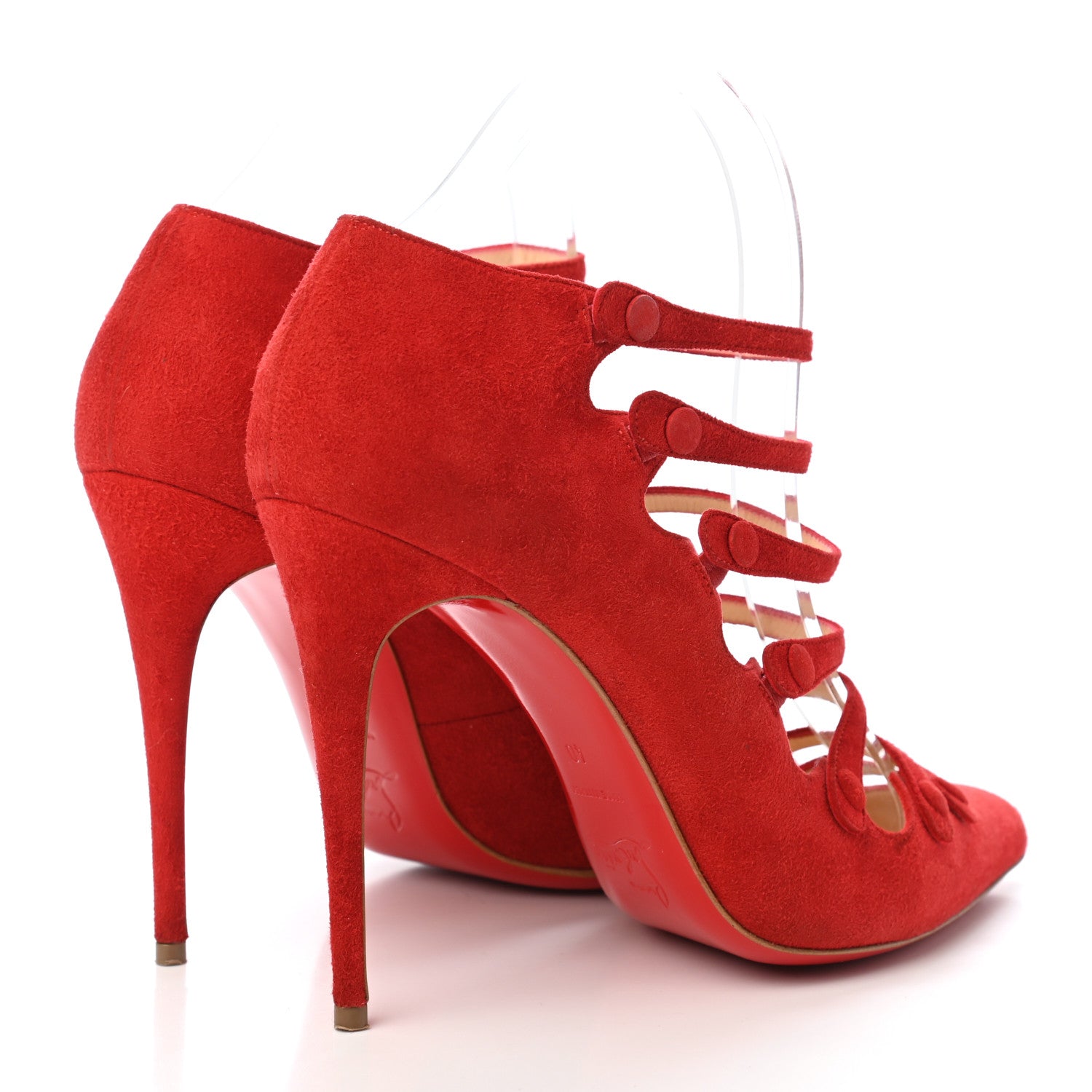 Christian Louboutin Suede Viennana 100 Strappy Booties 40 Rouge De Mars 3 of 4
