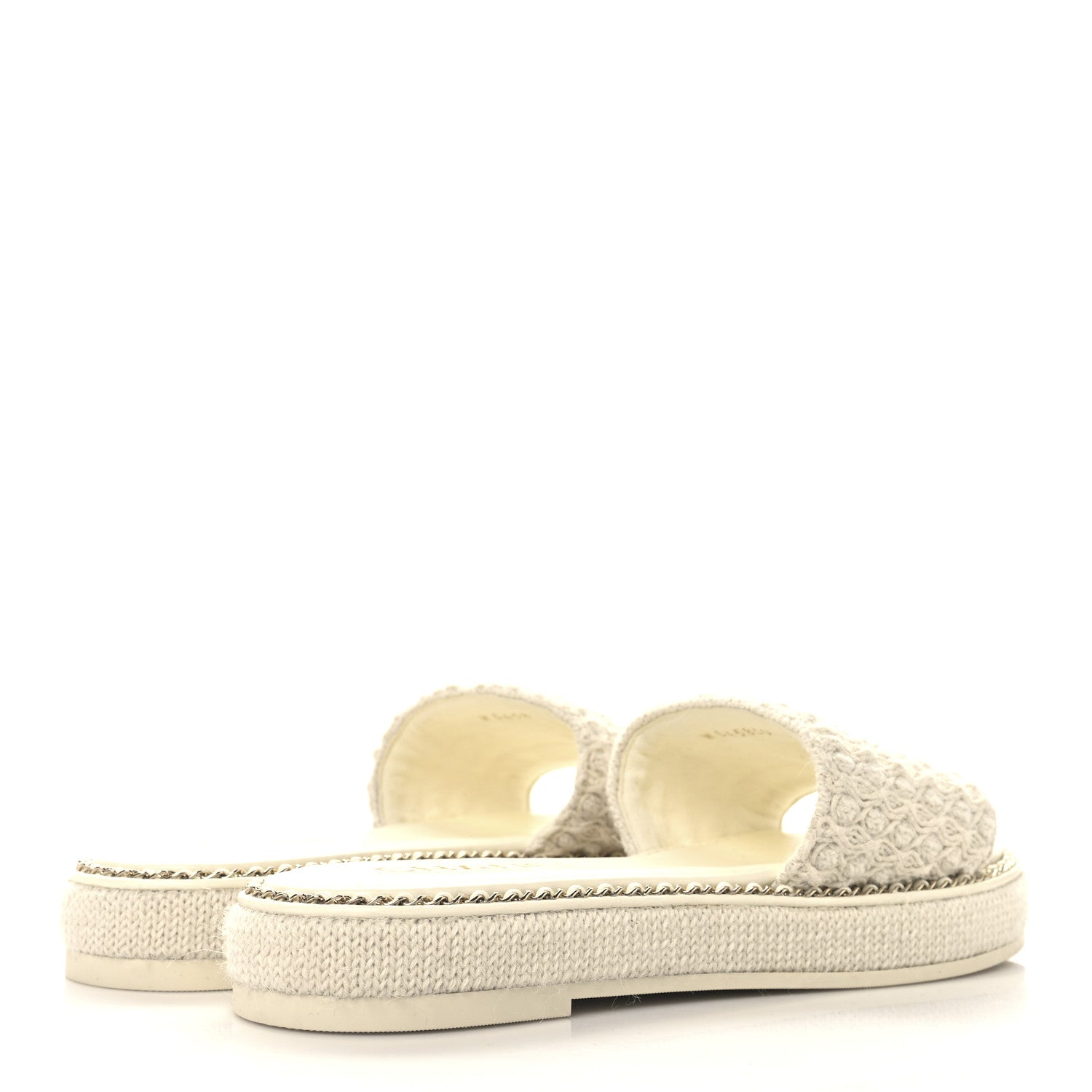Chanel Wool Alpaca Chain CC Slide Sandals 40 Ivory 3 of 4