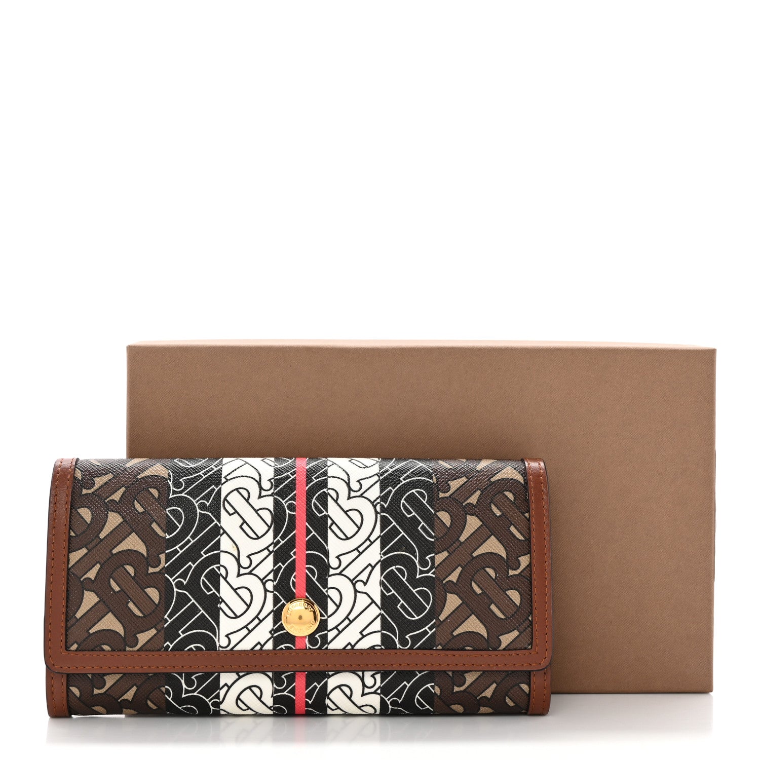 Burberry E-Canvas Monogram Stripe Continental Wallet Bridle Brown 10 of 10