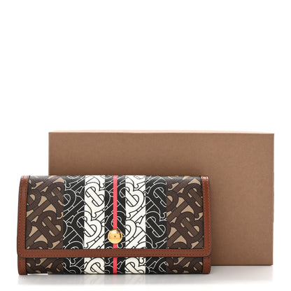 Burberry E-Canvas Monogram Stripe Continental Wallet Bridle Brown 10 of 10