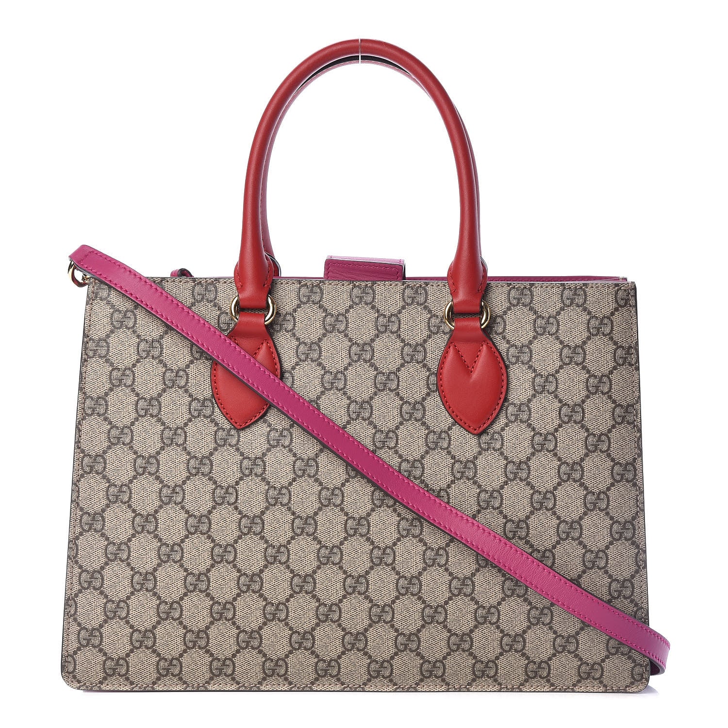 Gucci GG Supreme Monogram Small Top Handle Bag Beige Ebony Hibiscus Red New Rosette 1 of 13
