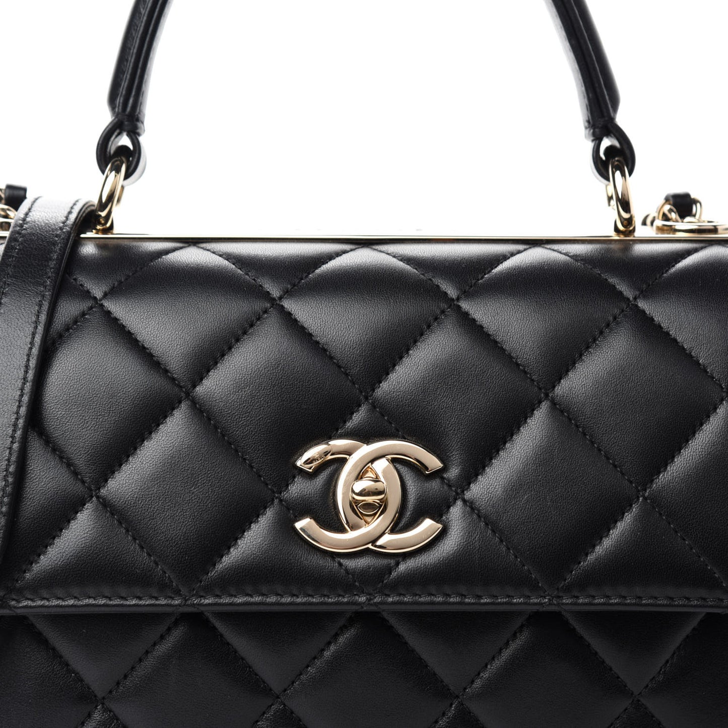 Lambskin Quilted Small Trendy CC Dual Handle Flap Bag Black
