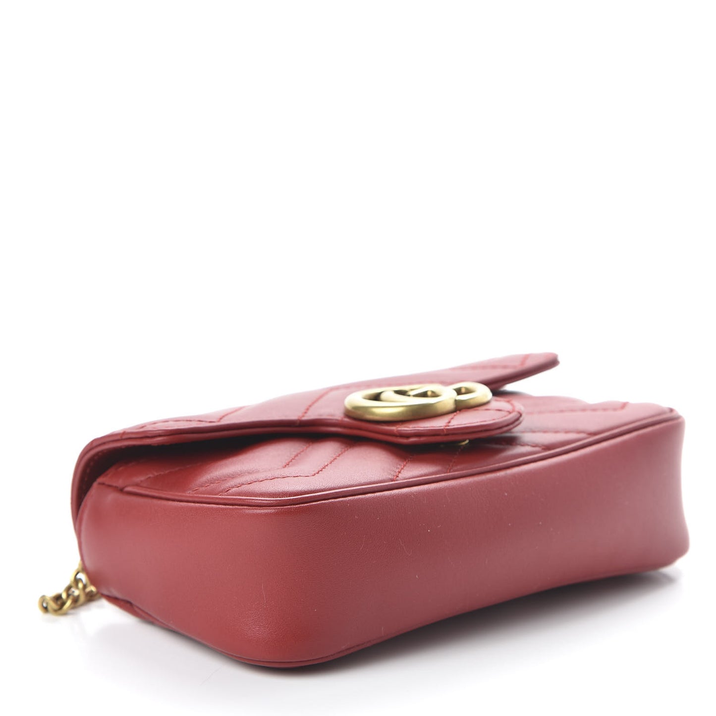 Calfskin Matelasse Super Mini GG Marmont Shoulder Bag Hibiscus Red