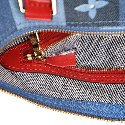 Louis Vuitton Denim Damier Monogram Patchwork Speedy Bandouliere 30 Blue Rouge 8 of 12