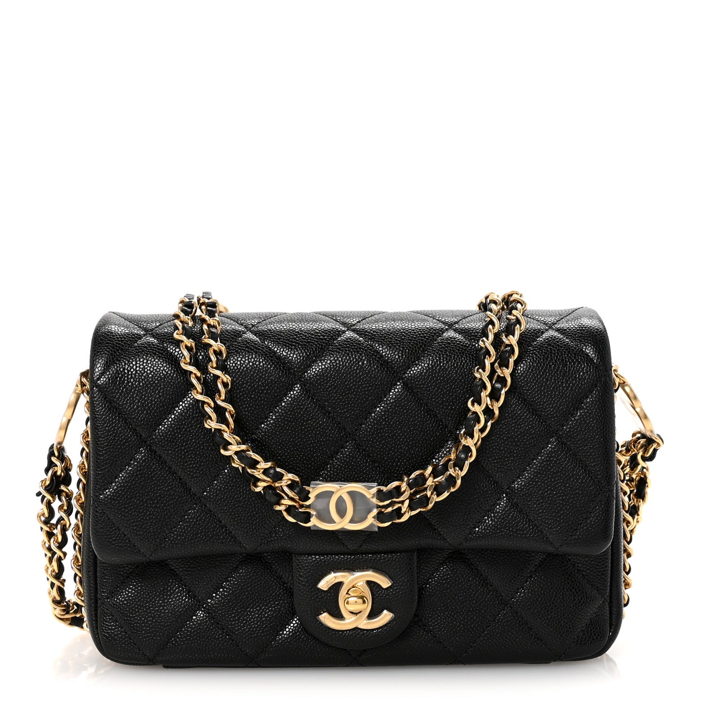 Caviar Quilted Mini CC You Flap Black