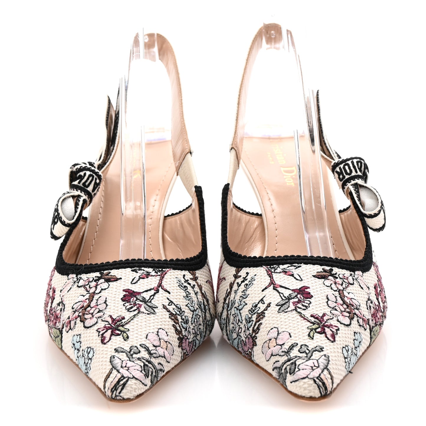 Canvas Embroidered Millefiori J'Adior Slingback 65mm Pumps 41 Nude White