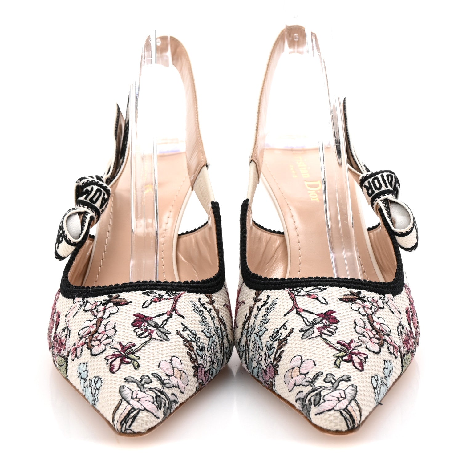 Christian Dior Canvas Embroidered Millefiori J'Adior Slingback 65mm Pumps 41 Nude White 3 of 10