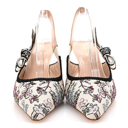 Christian Dior Canvas Embroidered Millefiori J'Adior Slingback 65mm Pumps 41 Nude White 3 of 10