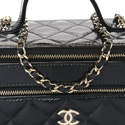 Chanel Shiny Lambskin Quilted Top Handle Vanity Case With Chain Black 8 of 10
