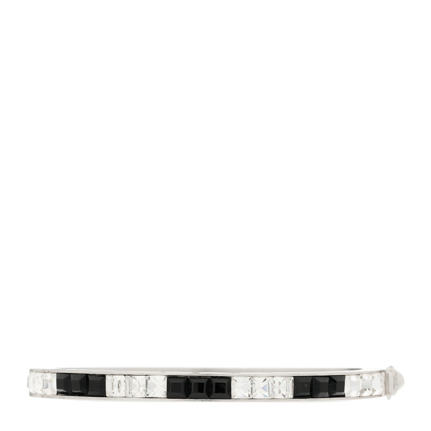 Crystal Baguette Bangle Silver Black